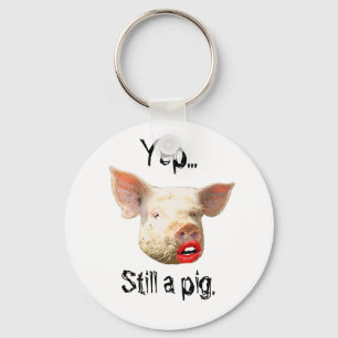 Porte-clés Canne à lèvres sur un porc
