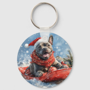 Porte-clés Canne Corso Dog in Sledge Let It Neige Noël