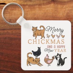 Porte-clés Canons de Noël amusants Chats et poulets