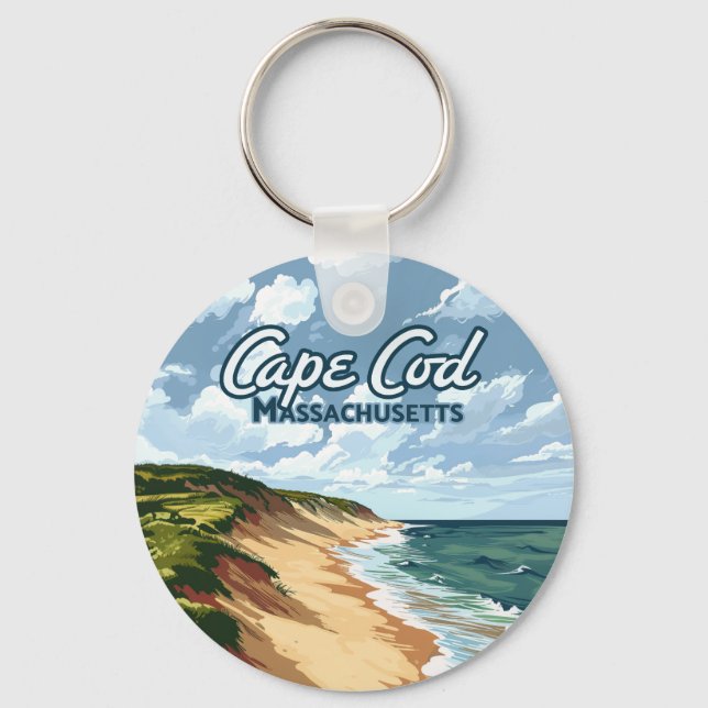 Porte-clés Cape Cod Beach Mer Massachusetts Bleu (Recto)