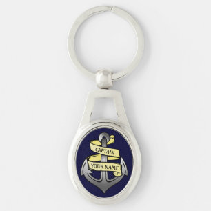 Porte-clés Capitaine de bateau personnalisable Ancre : Votre