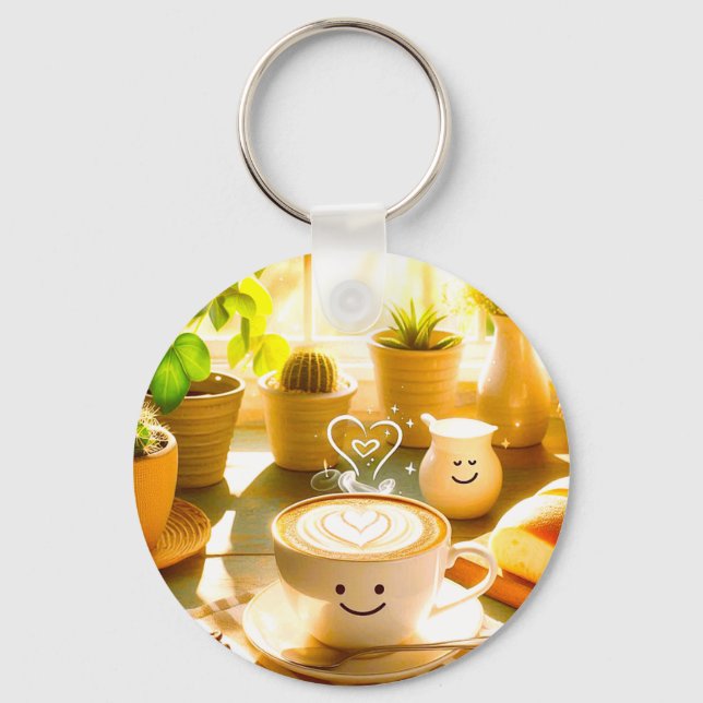 Porte-clés Cappuccino calme et réconfortant matin (Recto)