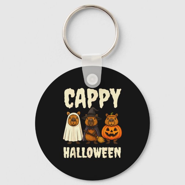 Porte-clés Cappy Halloween Funny Capybara Ghost Witch Pumpkin (Recto)