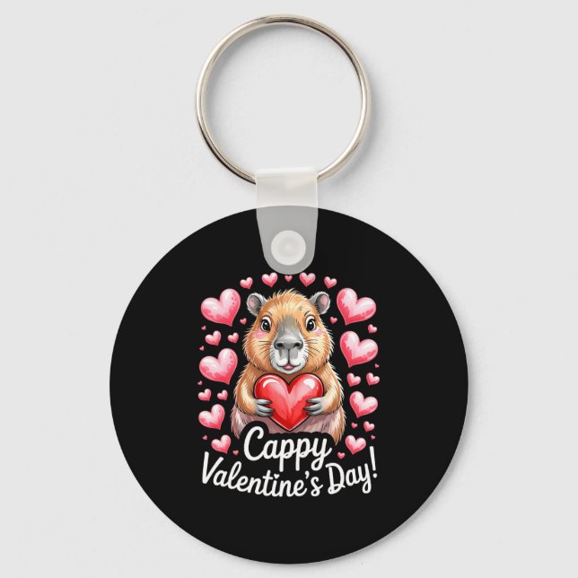 Porte-clés Cappy Valentine’s Day Cute Capybara Heart Design P (Recto)