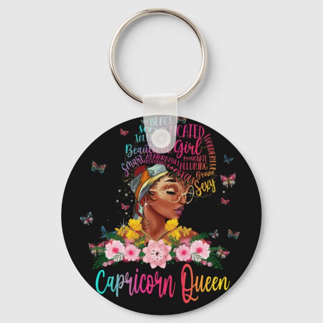 Porte-clés Capricorn Queen Black Femmes Persistant Belle (Recto)