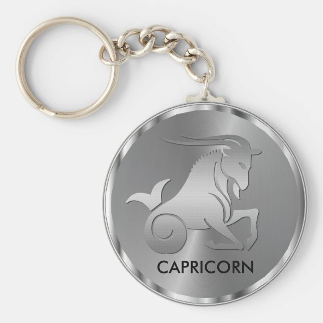 Porte-clés Capricorne d'argent ♑ chèvre - SIGNE Zodiaque (Devant)