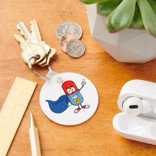 Porte-clés Capsule de pilule de dessin animé