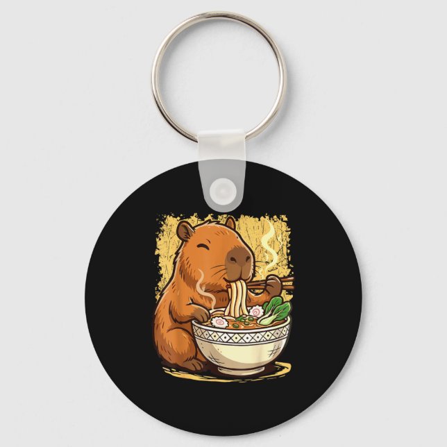 Porte-clés Capybara Eating Ramen Noodles  (Recto)