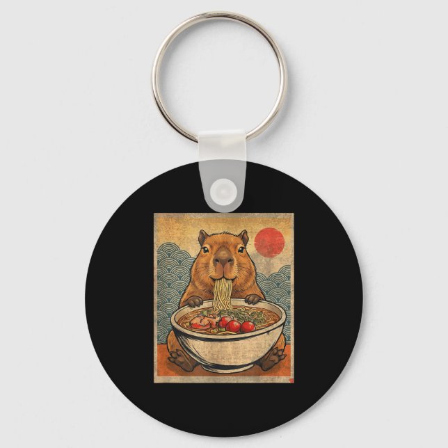 Porte-clés Capybara Ramen Japanese Funny Graphic Kawaii Anime (Recto)