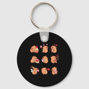 Porte-clés Capybara Saint-Valentin Drôle Capy Amoureux Animau