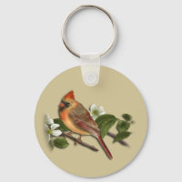 Cardinal féminin sur Porte - clé Dogwood