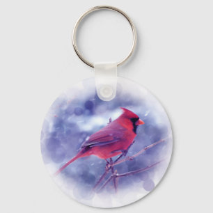 Porte-clés Cardinal rouge au Blizzard