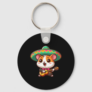 Porte-clés Caricature Cinco De Mayo Hamster Mariachi Guitare 