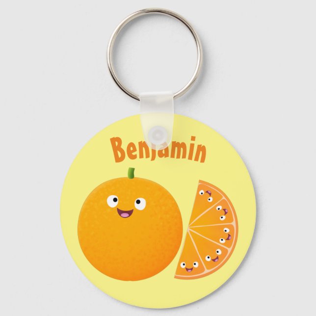 Porte-clés Caricature d'agrumes d'orange (Recto)