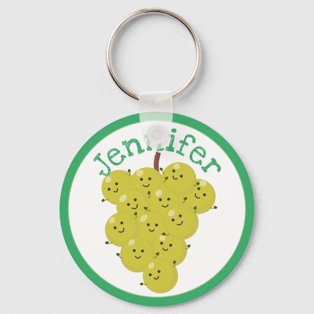 Porte-clés Caricature de bouquet de raisins joyeux (Recto)