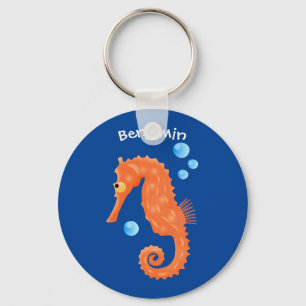 Porte-clés Caricature de bulles d'hippocampe orange
