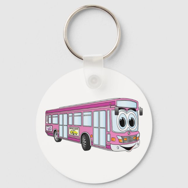 Porte-clés Caricature de bus de la ville rose (Recto)