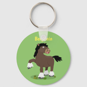 Porte-clés Caricature de cheval de trait de Cute Clydesdale