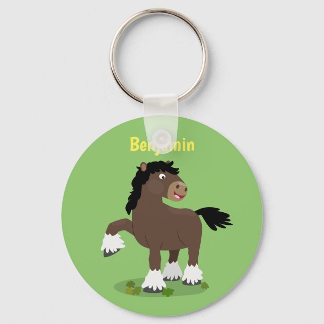 Porte-clés Caricature de cheval de trait de Cute Clydesdale (Recto)