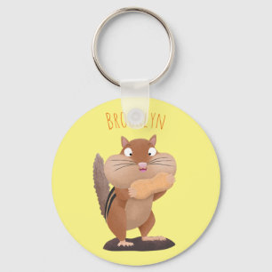 Porte-clés Caricature de chipmunk à grosses joues mignonnes