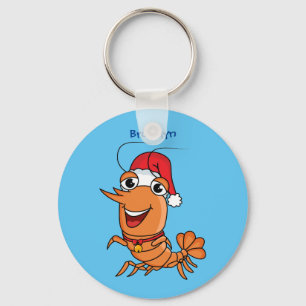Porte-clés Caricature de crevettes de Noël joyeux