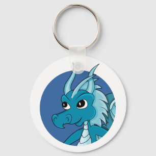 Porte-clés Caricature de dragon bleu