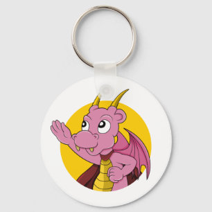 Porte-clés Caricature de dragon rose
