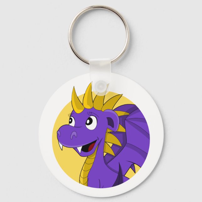 Porte-clés Caricature de dragon violet (Recto)