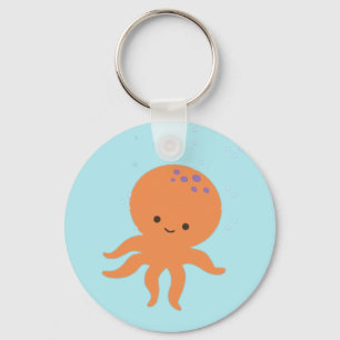 Porte-clés Caricature de la pieuvre mignonne Pastel Blue