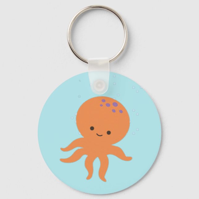 Porte-clés Caricature de la pieuvre mignonne Pastel Blue (Recto)