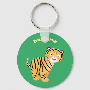 Porte-clés Caricature de petit tigre joyeux