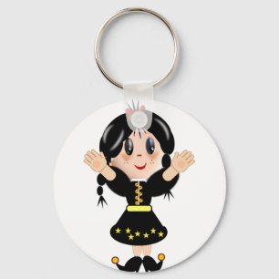 Porte-clés Caricature de petite fille très heureuse