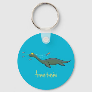 Porte-clés Caricature de plesiosaure, monstre marin mignon et