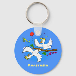 Porte-clés Caricature d'oiseaux de cockatoo amusante