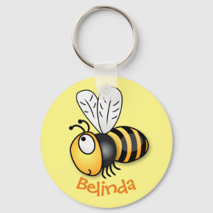Porte-clés Caricature en jaune d'abeille volante mignonne