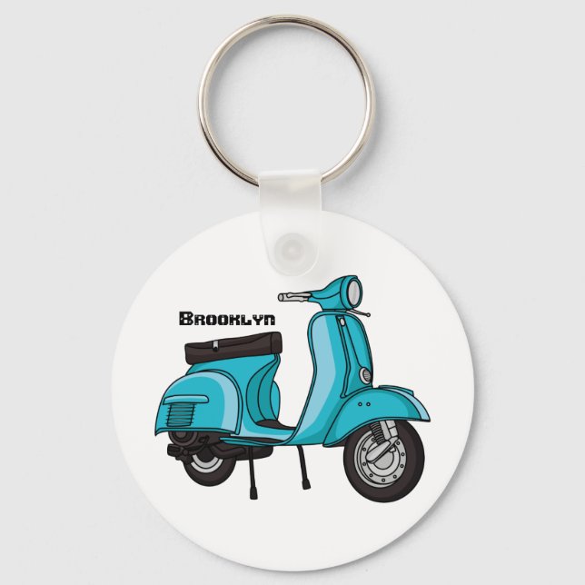 Porte-clés Caricature moto mopée mûre illustration (Recto)