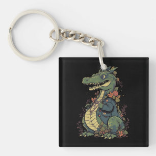 Porte-clés caricature-vêtement de crocodile-veste-veste-avec-
