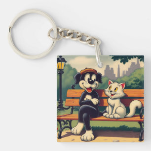 Porte-clés Caricature vintage pour chien/chat