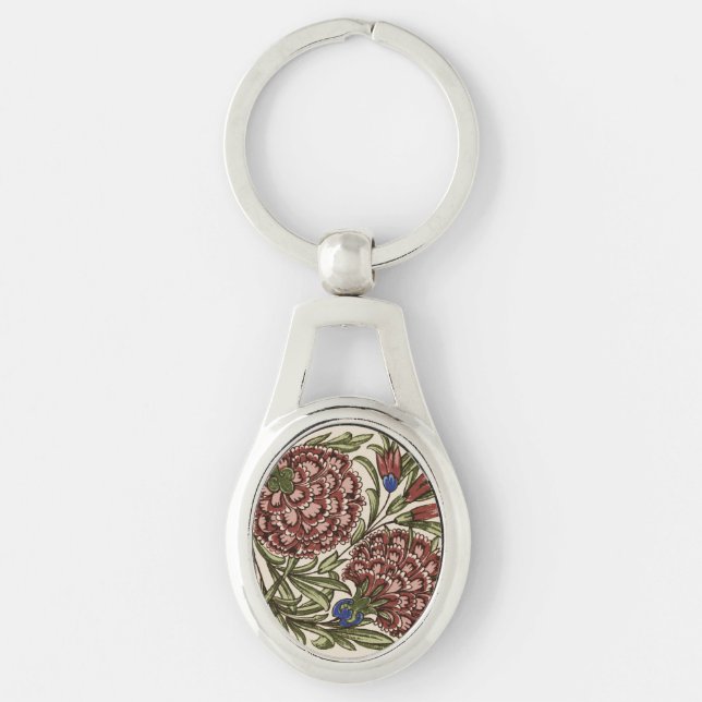 Porte-clés Carnation Carrelage Fleur Antique Art Rustique (Devant)