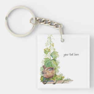 Porte-clés Carpinterie à l'aquarelle Oiseaux Vigne Feuilles V