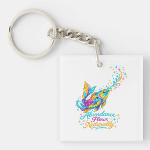 Porte-clés carré Abondance Poisson Koi Coloré