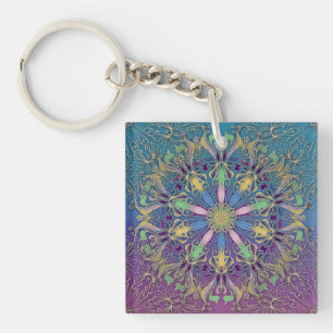 Porte-clés Carré acrylique Mandala Porte - clé