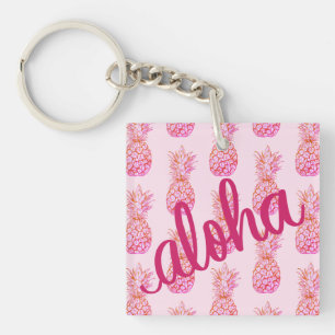 Porte-clés carré Aloha Pink Pineapple Mini