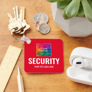 Porte-clés Carré du Modèle de sécurité du logo photo texte pe