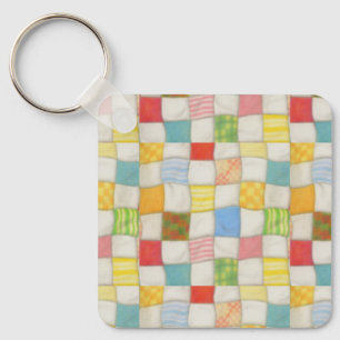 Porte-clés carré en aluminium CRAZY QUILT