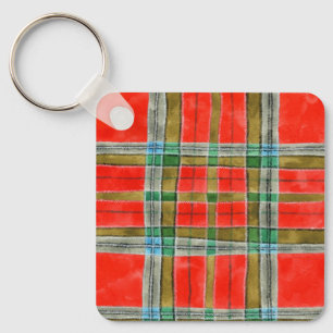Porte-clés carré en aluminium MAC BAIN TARTAN