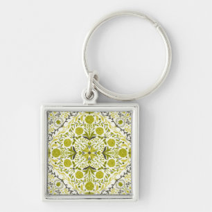 Porte-clés Carreaux de fleurs en vert