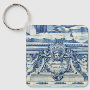 Porte-clés Carreaux portugais bleus avec deux anges