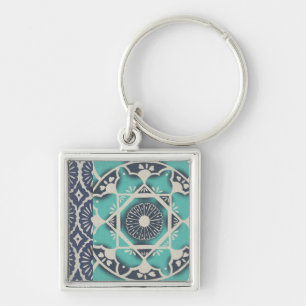 Porte-clés Carrelage bleu Batik II
