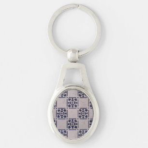 Porte-clés Carrelage Delft Bleu : Motif d'art néerlandais cla